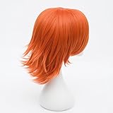 Orange Cosplay Perücke Kostüm Verkleidung Wig lang Pony Halloween Rock Gewellt - 