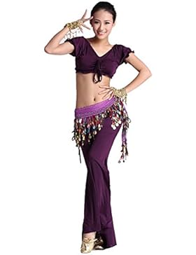 Danza del ventre Costume Set Back Bandage Top+Crystal Cotton Wide Leg Pantaloni