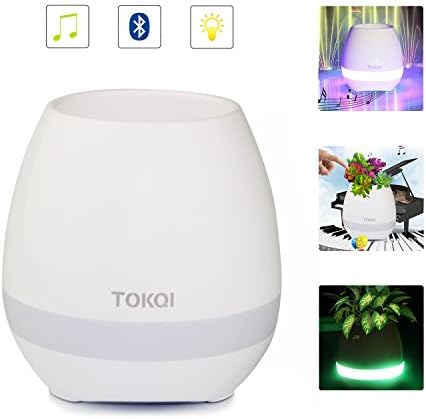Maxchange Music Flower Pot, Magic Waterproof Plant Pot Bluetooth Speaker, Night Light and Wireless Speaker in One Plant Pot, Smart Gift for Parents, Kids and Friends(White)
