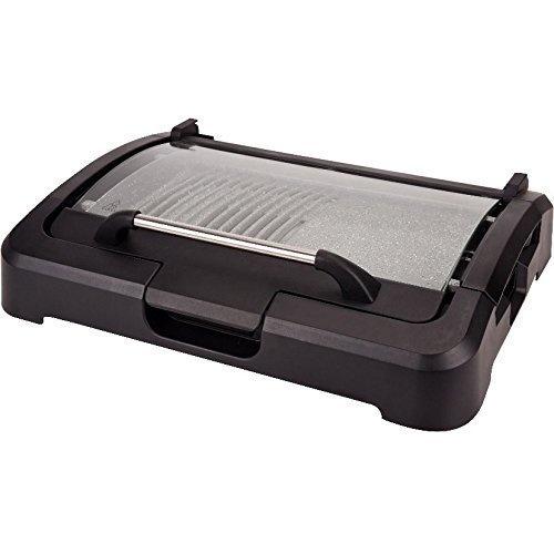 Syntrox Germany TG-2200W elektrischer Tischgrill mit Keramik Grillplatte Elektrogrill BBQ Grill Barbecue mit Glasdeckel