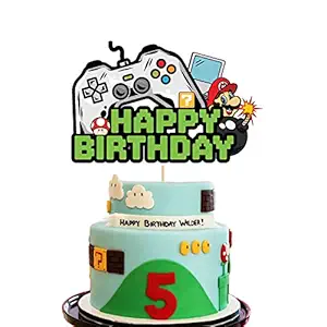 Zyozique Video Game Cake Topper Gamer Themed Happy Birthday Cake Decorations, Video Game Party Supplies for Kids Boy Girls Adults Birthday, Perfect Cake Decor for Video Game Fans