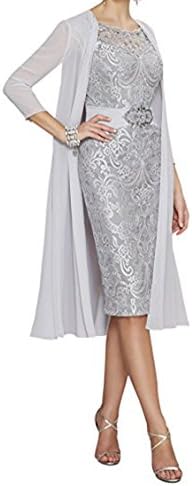 WDH Dress Graceprom Knee Length Lace Mother Of The Bride Dress with Jacket 20