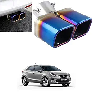 Oshotto Stainless Steel SS-010-BLUE Car Exhaust Dual Pipe Muffler Silencer Cover Compatible with Toyota Glanza - Multicolor