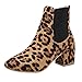 Produktbild Junjie Mode Herbest Winter Elegante Stiefel,Größe Größe Damen Chunky Heels Ankle Booties Frauen Schnee Leopard Boots Braun Schwarz