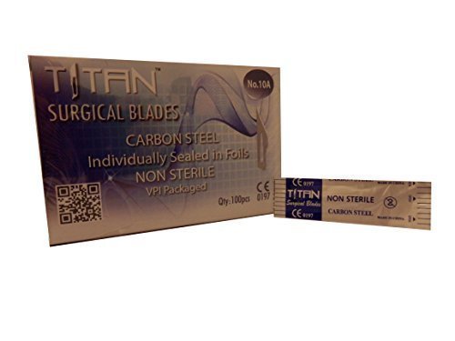 No.10a TITAN SCALPEL BLADES - Box of 100pcs - NEW Dated to 2018 - NON STERILE! + FREE No.3 HANDLE!