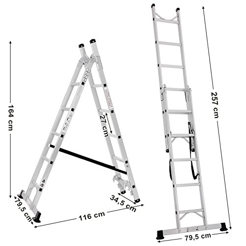 Songmics Leiter (2.57m) Treppenleiter Universalleiter 3-Wege-Haushaltsleiter aus Aluminium GLT260 - 4