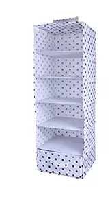 Shrey Creation Hanging 5 Shelf Cloth Organizer,Storage Wardrobe for Men, Women,Baby,Kids, Garment-Black dot