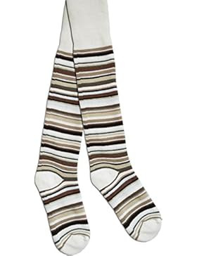 2 Paar Kinder Ringel Thermo Strumpfhose für Jungen und Mädchen in verschiedenen Farben Farbe Weiß Größe 74/80