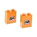 Produktbild 1 x Lego System 2er Set Basic Bau Stein orange 1x2x2 mit Abschlepp Logo recht / links für Set 7642 7686 7638 3245bpb13L 3245bpb13R