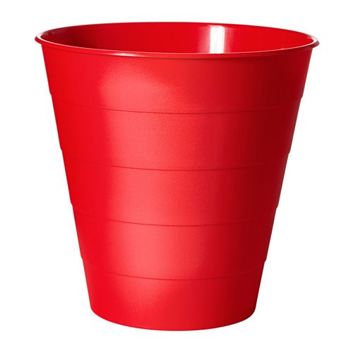 IKEA Papierkorb "Fniss" Mülleimer aus Polypropylen - WEISS, ROT oder SCHWARZ- Durchmesser: 28 cm - Höhe: 28 cm - Inhalt: 10 l (rot)