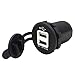 Price comparison product image Dual USB Car Charger 3.1A Waterproof Dual USB Port Car Power Adapter Compatible with iPhone Android Phone LED Light (Color : Black)