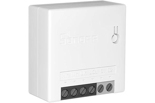 SONOFF MINIR2 Interrupteur Connecté WiFi, 2 Voies interrupteur Sans Fil, Commutateur Intelligent Compatible avec Alexa/Google Home, Contrôle à Distance, Commande Vocale, Mode DIY, 10A/2200W