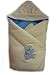 WARM THERMO TERRY NEWBORN Baby Swaddle Wrap Blanket, duvet, Sleeping Bag BABY'S HORN (hooded cream/blue)