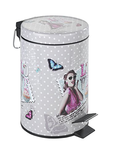 WENKO 21394100 Kosmetik Treteimer Jessie Jess, Fassungsvermögen 3 L, Metall, 17 x 25 x 17 cm, Mehrfarbig - 2