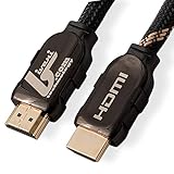 Ultra High-Speed HDMI Kabel 48 Gbps 2.1 in TOP Qualität, sauerstofffreie hochreine blanke Kupferleiter, Metallgehäuse, 24 Karat vergoldete Kontakte, 3-Fach geschirmt, Nylongewebe und Rauschfilter