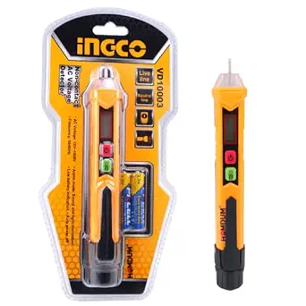 Homdum Non Contact AC Voltage Power Detector INGCO AC 12-1000V Electric Current? Alert Sensor Tester Pen with LED Light and Sound Alarm mode compact pocket battery Live Line neutral line Multimeter