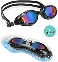 TOPLUS Swimming Goggles, No Leaking Anti Fog UV Protection Swim Goggles Soft Silicone Nose Bridge for Men, Women,...