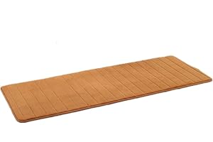 VSUSN Non-Slip Memory Foam and Microfibre Bathroom Mat, Microfibre, khaki, 50 x 120 cm