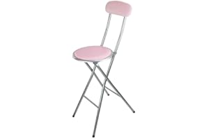 ELITO HOME & GARDEN Breakfast Bar Stool Folding Foldable Padded Chair Seat Garden Party Office Event - Bar Stool - Pink