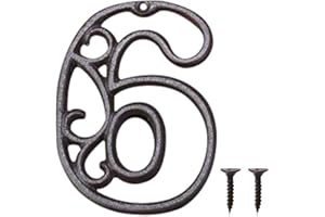 Zayookey Metal Numbers Numeri Civici in Ferro Colato Neri Numero Porta Esterno Numero di Indirizzo Rustico Vintage per Porte, Pareti, Indirizzi di Casa (Numero 6)