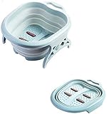 Pkfinrd Masseur Pied, Pied Pliable Spa Baignoire avec 4 Rouleaux de Massage épais Robuste Grand Bassin Pieds en Plastique for Les Pieds Soak, pédicure et Massage Chevilles, Bleu (Color : Blue)