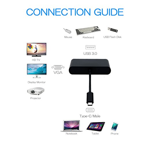 Keple | Typ C Hub für ASUS Transformer 3/Pro/Book t100ha Laptop | 4 in 1 Adapter – HDMI, USB 3.0, Ethernet, PD (Power)) Konverter 4 K Adapter an Monitor/HDTV - 6