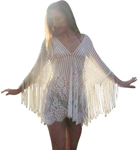 Womens Bikini Cover up, Sonnena Bathing Swimwear Beach Cover up Womens Loose Beachwear Swimwear Sunscreen Bikini Cover-up Beach Dress Summer Swimsuit (Free Size, White)