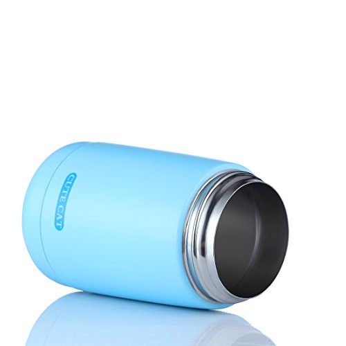 beyonda fmsb60239 Kätzchen Isolier Flasche Trinkflasche, niedlich Katze Edelstahl Kaffee Thermos Flasche Reisebecher mit Griff, im Freien heiße Milch Wasser Vakuum Cup für Kinder Baby- blau - 5