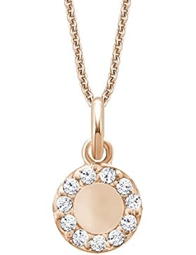 s.Oliver Damen-Kette mit Anhänger 42/45 cm Silber vergoldet Zirkonia weiß 45 cm 2015096