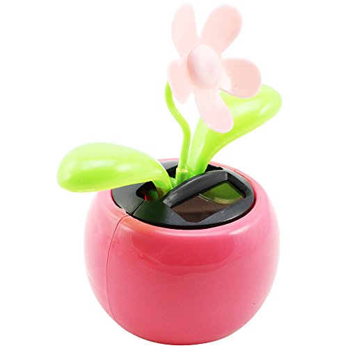 COM-FOUR® 2er Set Solar Wackelblume in 2 verschiedenen Farben, 11 x 10 x 7 cm (2 Stück – pink/grün) - 3
