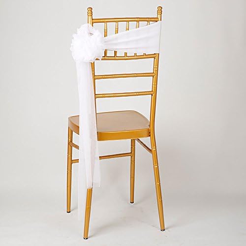 iEventStar10pcs Spandex Stretch Ready to Use Chair Sashes Bow Bows for Beach Wedding Party Decoration (White)