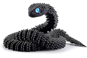 GQDGCU Schlange Spielzeug, 3D Schlange, 3D Druck Schlangen Modell, 3D Gedruckte Schlangen Statue Decor, 3D gedruckte Tierspielzeuge, Zappelspielzeug für Autismus/ADHS (75cm,Schwarz)