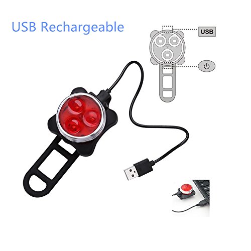 Wiederaufladbare LED Fahrradlampe, LED Frontlicht und Rücklicht Für Fahrrad, Kinderwagenbeleuchtung, USB LED Fahrradlicht Set, Fahrradbeleuchtung，350lm Wasserdichte 4 Licht-Modi 2 USB-Kabel zum Aufladen by Jr.Hagrid - 2