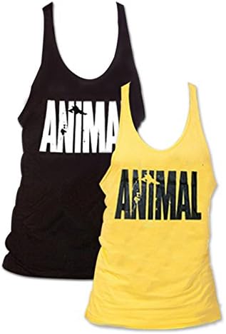 Pack of 2 Mens Animal Letter Print Muscle Gym Stringer Tank Top for Bodybuilding