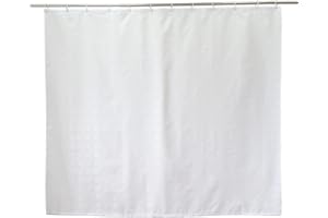 YISURE White Textured Short Shower Curtain, Small Bathroom Tub Curtain, Waterproof Fabric with Plastic Hooks 71" W x59 L /180 W x 150 Lcm