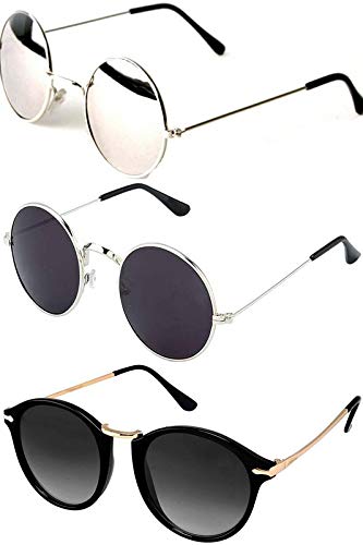 Y&S Aviator Unisex Sunglasses (Black) -Combo of 3 RS.399.00