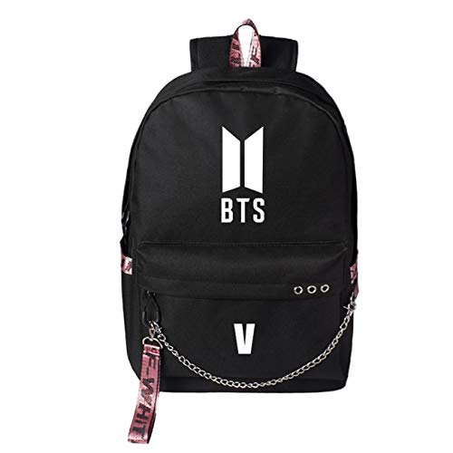 Preisvergleich Produktbild Wookit Unisex BTS Rucksäcke Canvas Kpop Schultasche Casual Daypacks Laptoptasche Reiserucksack für A.R.M.Y.-V