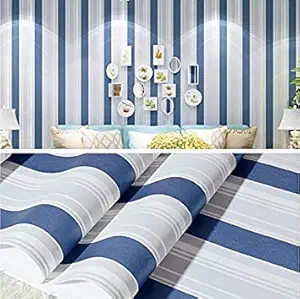 GlobalNiche 53X300cm Mediterranean Blue Stripe Wallpapers for Living Room 3D Flooring Wall Papers Home Decor Contact Paper roll Color 6 Dimensions 53 x 300 cm