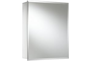 Croydex Winster Aluminium Bathroom Mirror Cabinet with Easy Hang 'N' Lock Installation, Adjustable Shelves, Double Mirrored Doors, Pre-Assembled, Fixings Included, Reversible Door Opening, 40.5x51cm