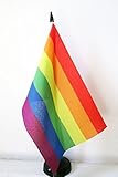 Uso : Decoracion de Interior AZ FLAG Bandera de Mesa Arcoiris 21x14cm - BANDERINA de DESPACHO Gay - Rainbow 14 x 21 cm