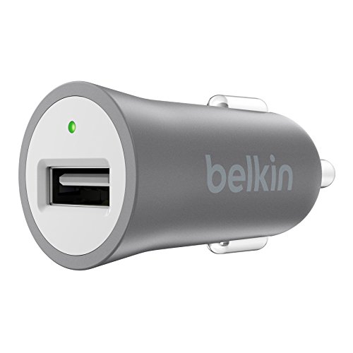 Belkin Premium Mixit Metallic Kfz Ladegerät (2.4A, USB Anschluss, geeignet für iPhone 5/5c/5s, iPhone 6/6s/6 Plus/6s Plus, iPhone 7/7 Plus, iPhone SE, iPad Air 2, iPad Pro) grau