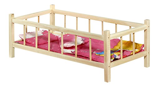 Preisvergleich Produktbild Tupiko Holz-Puppenbett mit Nackenrolle