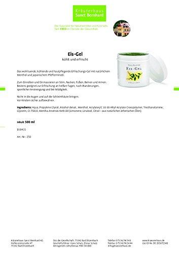 Eis-Gel mit Menthol, Pfefferminzöl 500 ml - 2