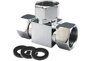 HATOOLHA Water Diverter Fitting Adapter, Add-A-Tee G1/2" Hose Connector Adapter for Angle Valve Adapter, Shower arms, Toilet Bidet Sprayer, Hose Pipe Fittings (3 Way T5)