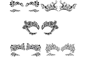 Vifoulal 5 Paar temporäre Augen-Tattoo-Aufkleber, Drama-Stoff, schwarze Spitze, Make-up-Eyeliner-Aufkleber für Fotostudio, Maskerade, Karneval, Party, Ball, Halloween-Dekorationen