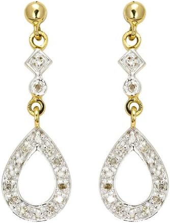 Ornami Glamour 9ct Yellow Gold 0.12 carat Diamond Fancy Drop Earrings