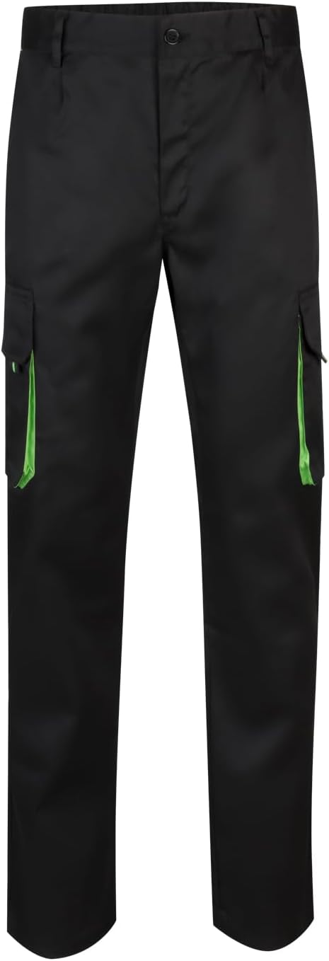 Velilla 103004; Pantalón Bicolor Multibolsillos; Color Negro y Verde Lima; Talla 42