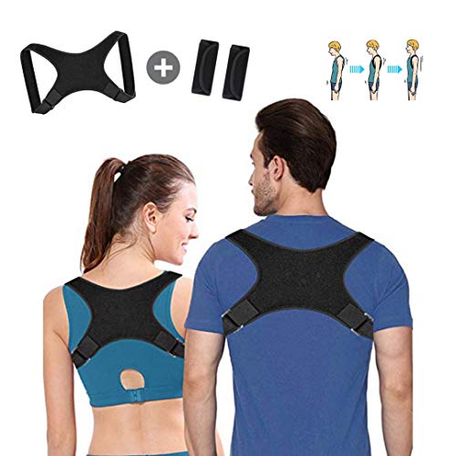 Preisvergleich Produktbild BHASHNU Geradehalter zur Haltungskorrektur Haltungstrainer Rückentrainer Schultersrückenstütze, Schultergurt gegen Nacken-und Schulterschmerzen für Damen und Herren. (mit 2 Schulterpolster)