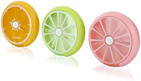 'Knob Pill Box Pill Box Pill Box Medicine Storage Dossage Candy 7 Compartments Pill Box with Handy Push Twist Action Pomelo