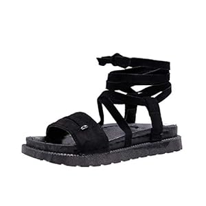Women' Sandals Open Toe Flat Shoes Thick Bottom Cross-Strap Catty Ear Sandals(Balck,38)